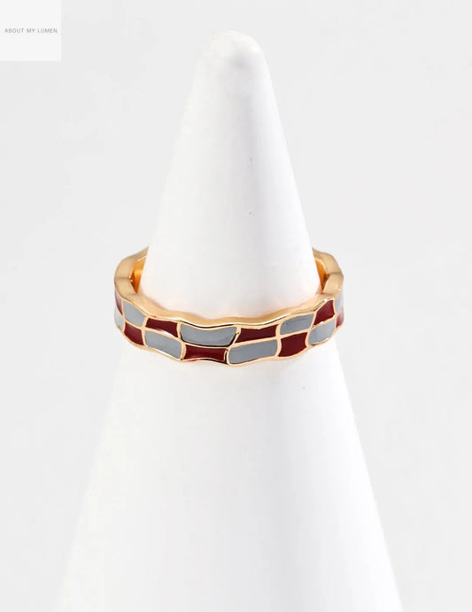 Artisan Red & Blue Drip-Glaze Silver Ring ABOUT MY LUMEN