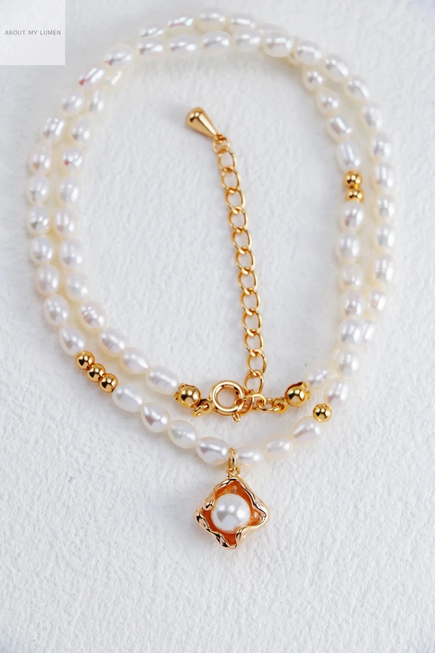 Gold-Tone Silver & Mother of Pearl Necklace ABOUT MY LUMEN