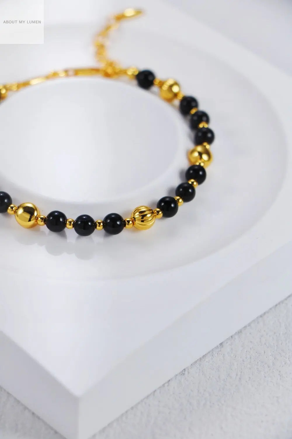 Gold-Tone Silver & Natural Black Onyx Bracelet ABOUT MY LUMEN