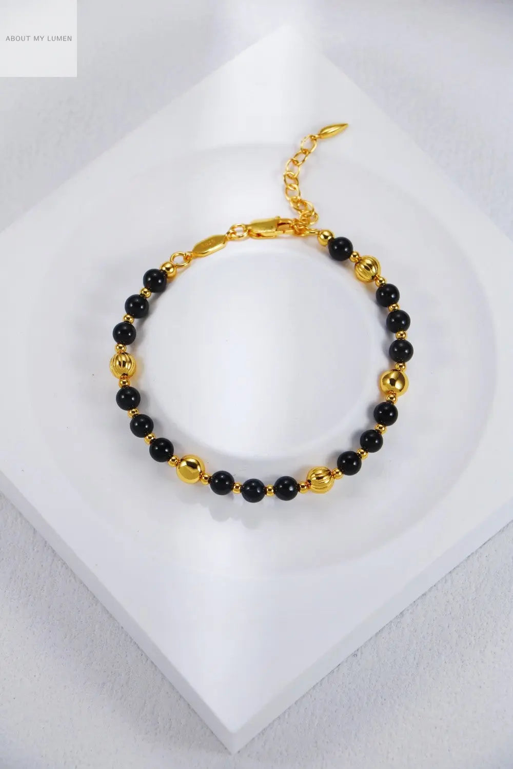 Gold-Tone Silver & Natural Black Onyx Bracelet ABOUT MY LUMEN