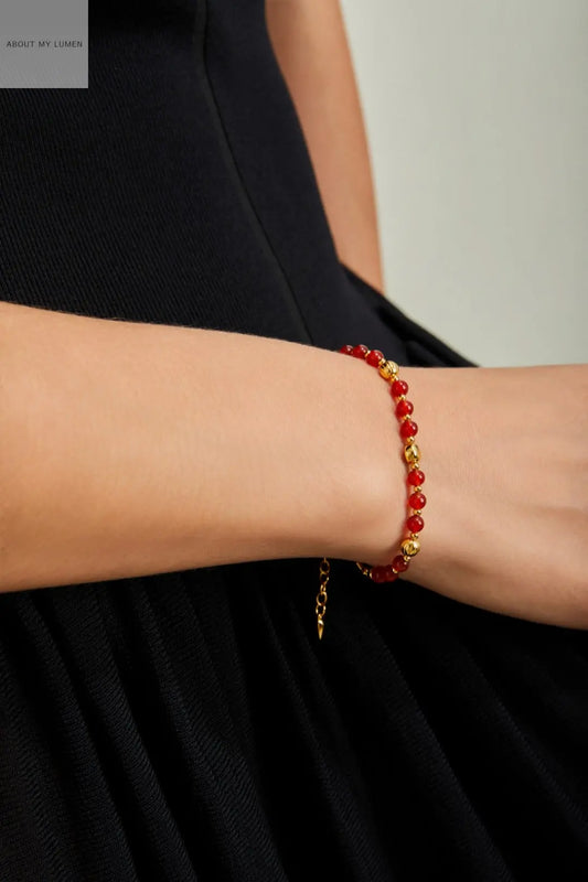 Gold-Tone Silver & Natural Red Agate Bracelet ABOUT MY LUMEN