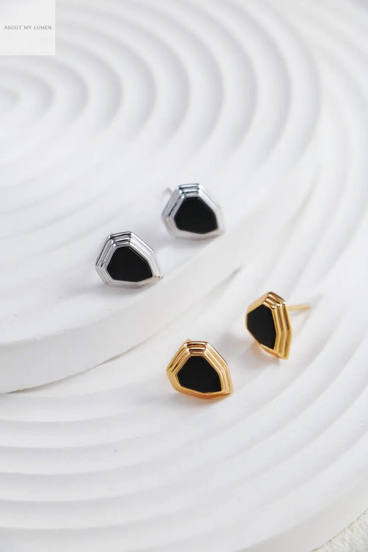 Silver Armor Black Onyx Stud Earrings ABOUT MY LUMEN