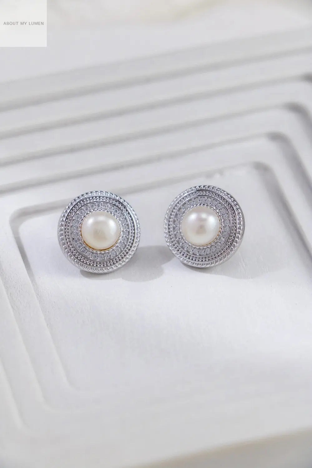 Silver Cubic Zirconia & Pearl Stud Earrings ABOUT MY LUMEN