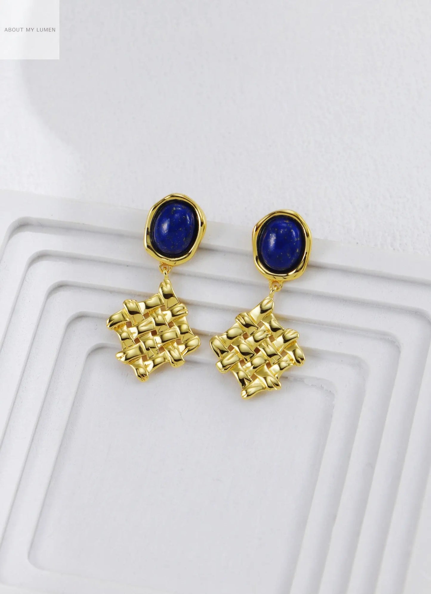 Silver Lapis Lazuli Woven Earrings ABOUT MY LUMEN