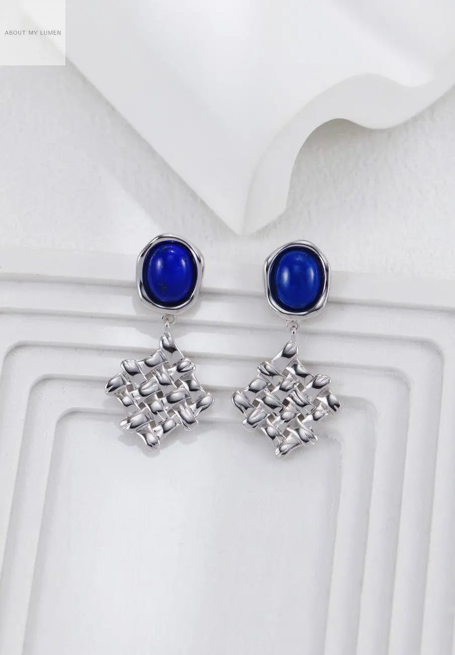 Silver Lapis Lazuli Woven Earrings ABOUT MY LUMEN