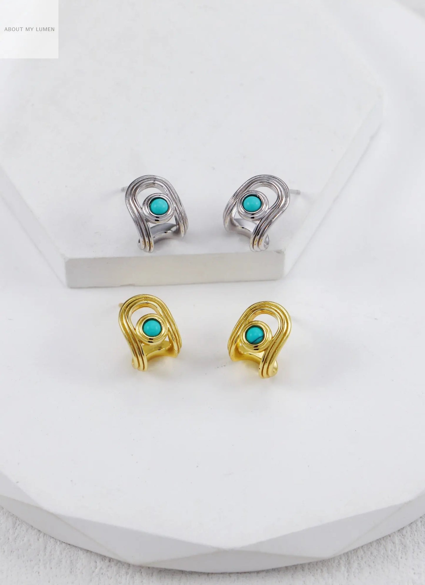 Silver & Natural Turquoise Stud Earrings ABOUT MY LUMEN