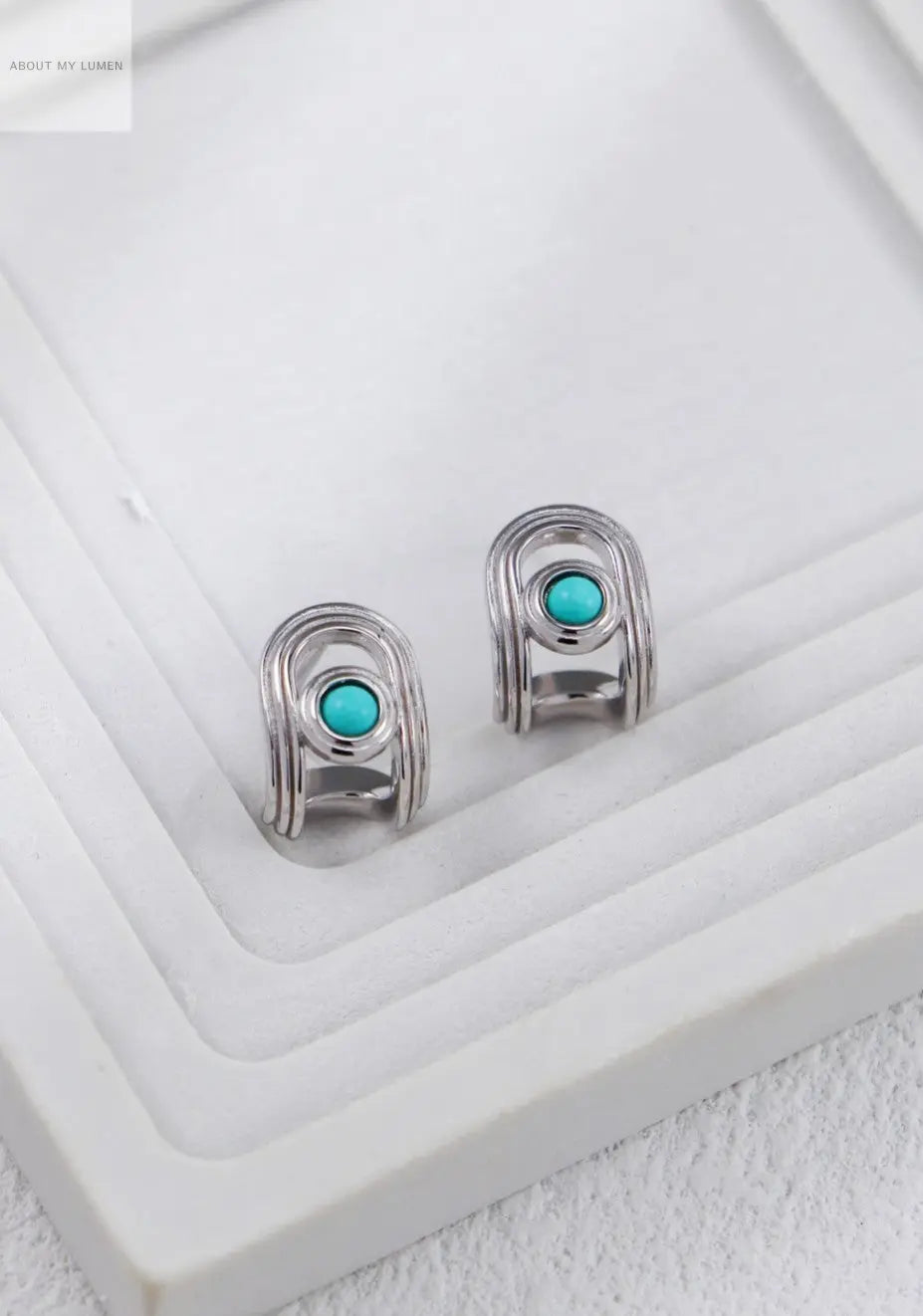 Silver & Natural Turquoise Stud Earrings ABOUT MY LUMEN