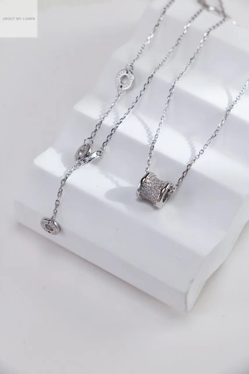 Slim Curve Silver Cubic Zirconia Necklace ABOUT MY LUMEN