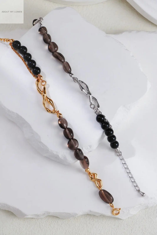 Smoky Quartz & Black Onyx Silver Bracelet ABOUT MY LUMEN