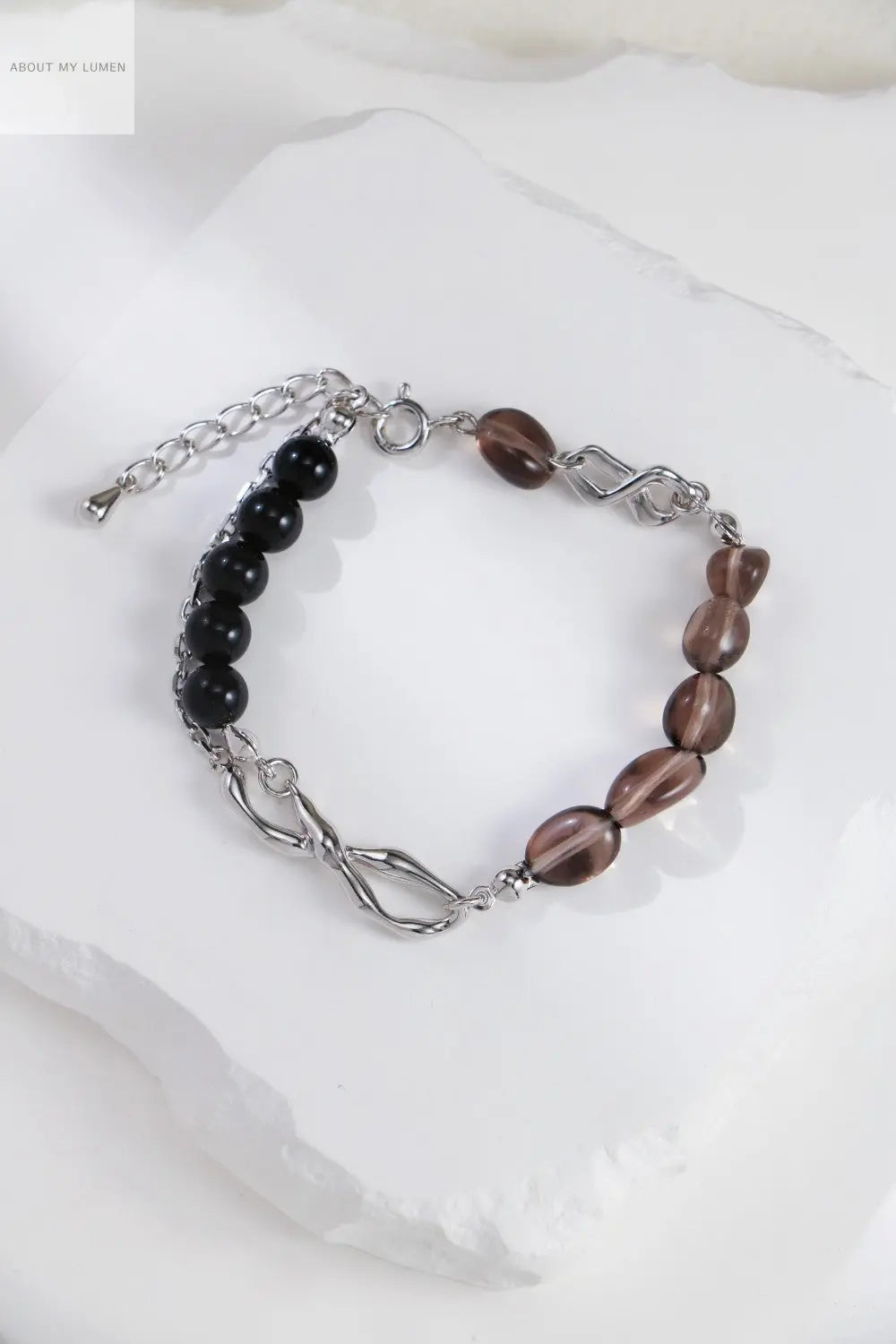 Smoky Quartz & Black Onyx Silver Bracelet ABOUT MY LUMEN